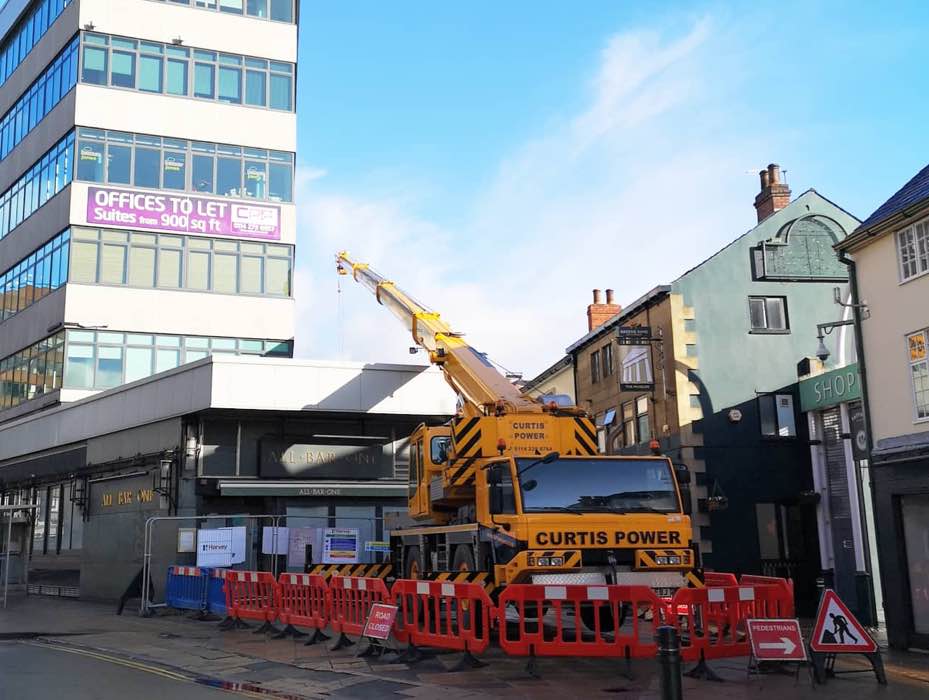 Curtis Power crane in Sheffield town centre